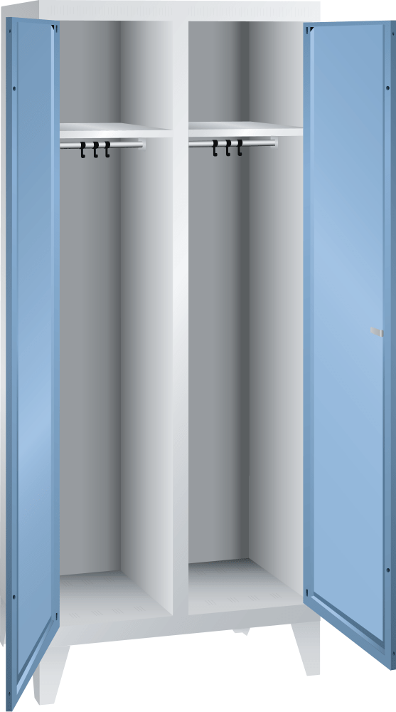 Clothes locker (WxDxH) 800x500x1850mm 2 compartments R7035/R5012
