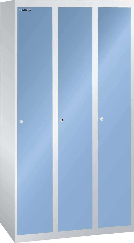 Clothes locker (WxDxH) 900x500x1700mm 3 compartments R7035/R5012