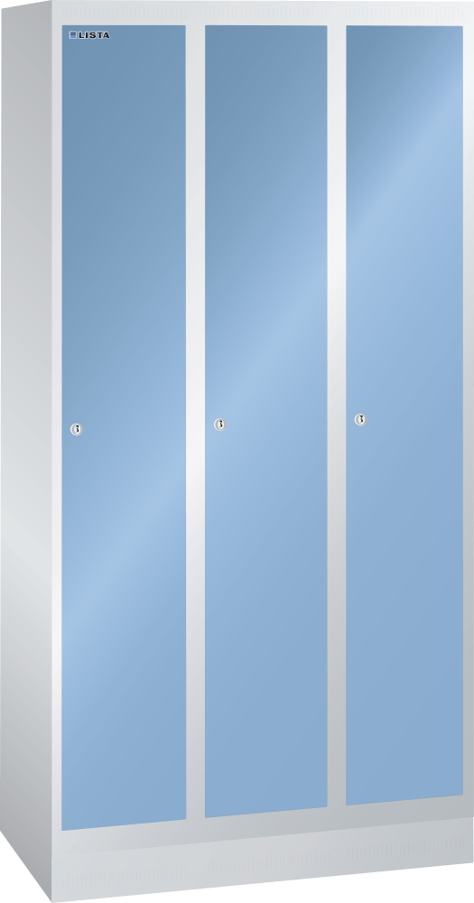Clothes locker (WxDxH) 900x500x1800mm 3 compartments R7035/R5012
