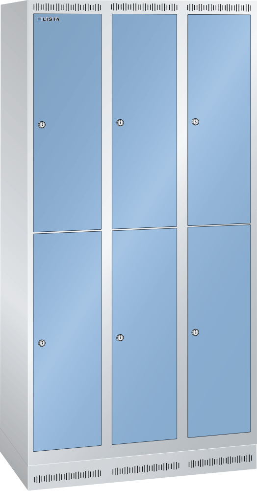 Clothes locker (WxDxH) 900x500x1800mm 3x2 compartments R7035/R5012