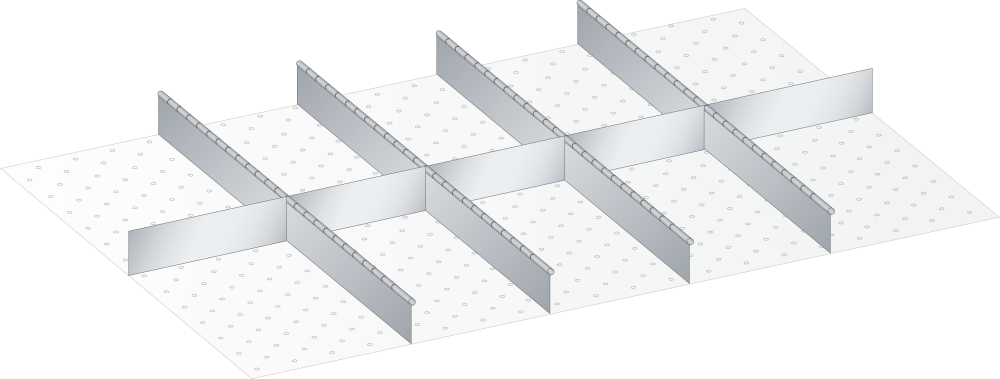 Set Slotted partitions and Metal dividers (WxDxFH) 1205x695x200mm