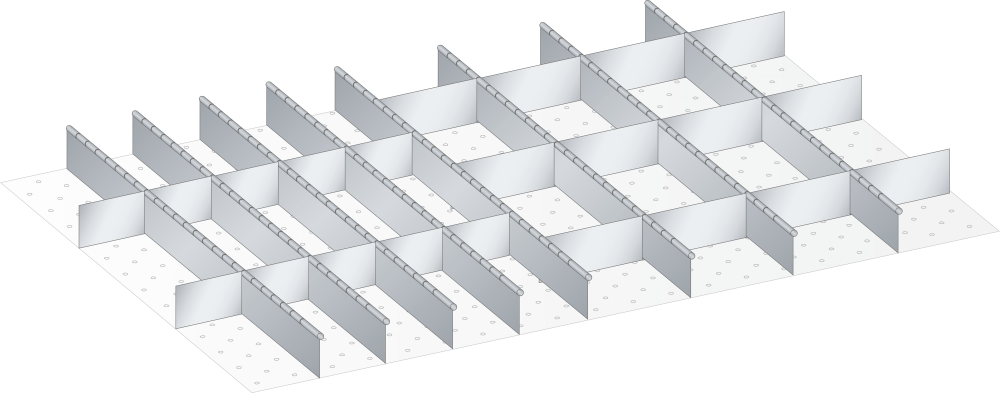 Set Slotted partitions and Metal dividers (WxDxFH) 1205x695x150mm