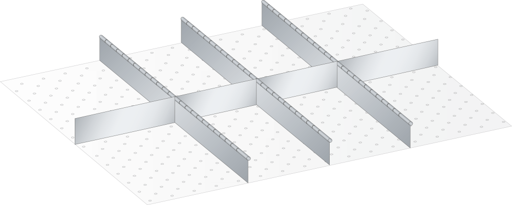 Set Slotted partitions and Metal dividers (WxDxFH) 1005x695x200mm