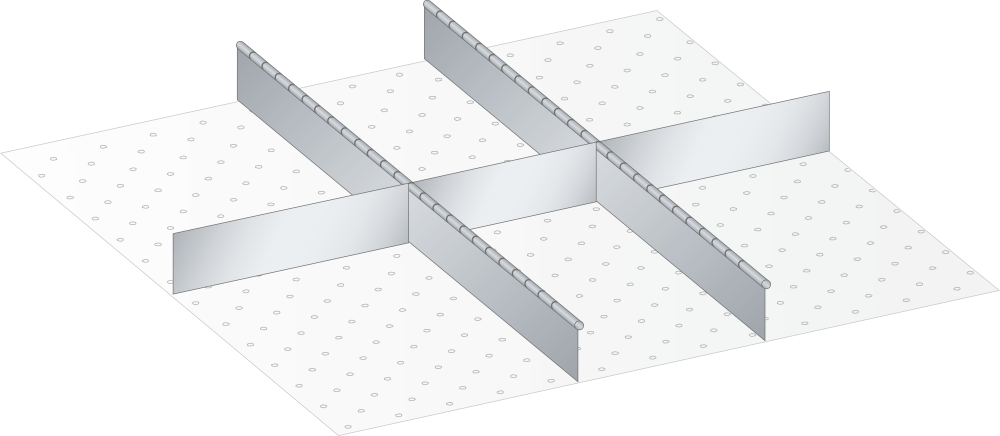 Set Slotted partitions and Metal dividers (WxDxFH) 805x695x200mm