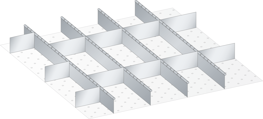 Set Slotted partitions and Metal dividers (WxDxFH) 805x695x200mm