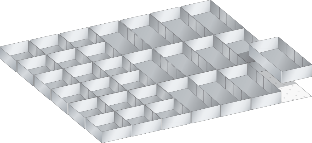 Set Plastic boxes (WxDxFH) 805x695x50mm