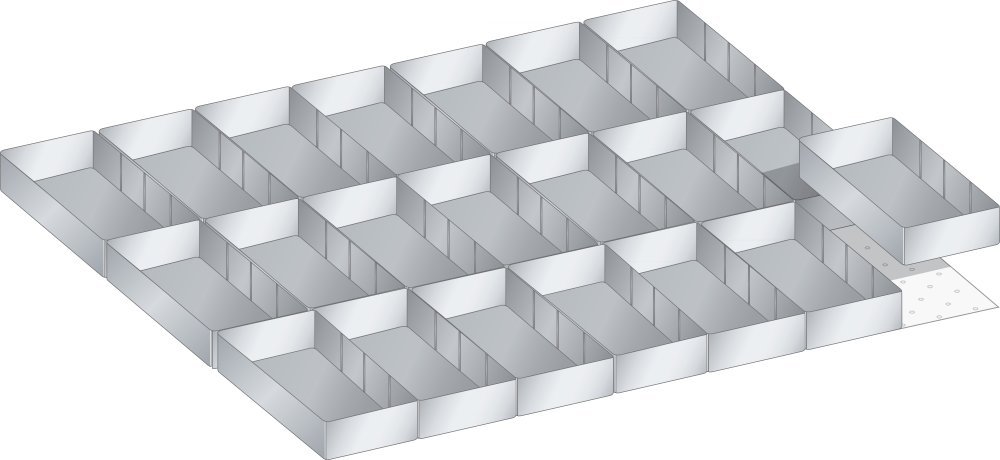 Set Plastic boxes (WxDxFH) 805x695x100mm