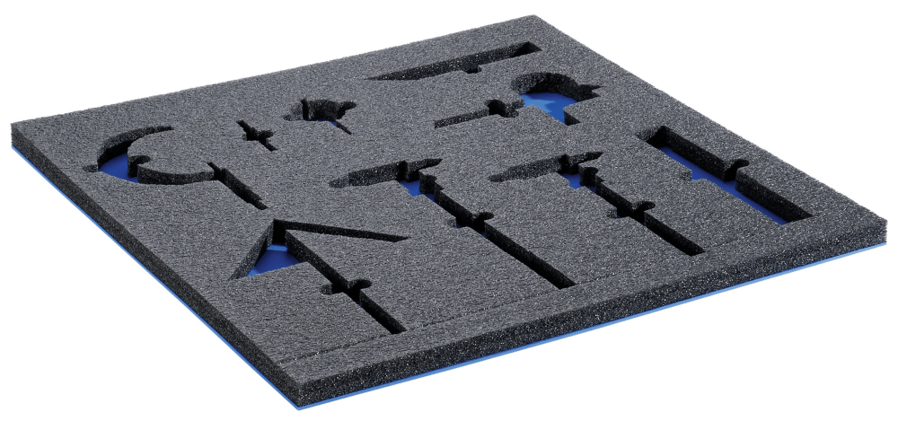 Punched-out foam insert (WxDxH) 1100x600x10mm FH 50-400mm black