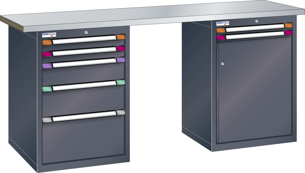 Workbench (WxDxH) 2500x700x942mm steel KEY Lock R7016