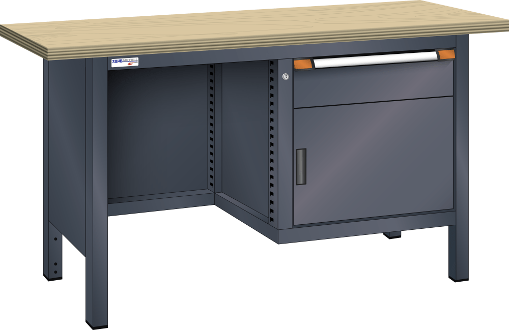 Compact workbench (WxDxH) 1500x700x840mm multiplex KEY Lock R7016