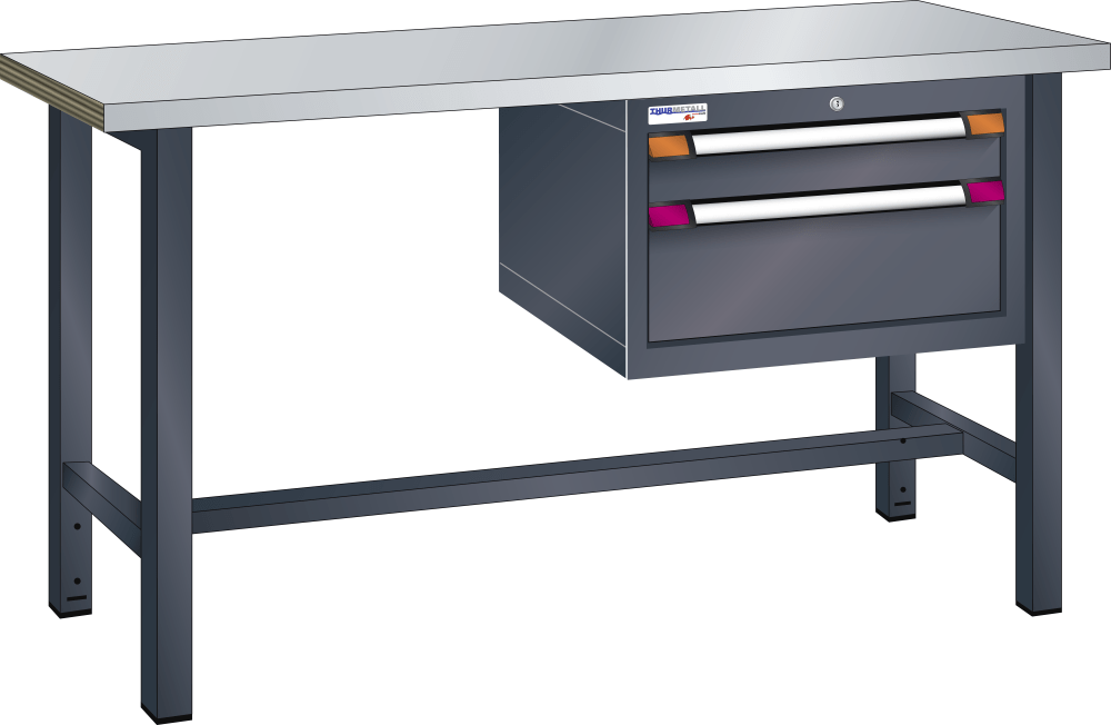 Workbench (WxDxH) 2000x700x842mm steel KEY Lock R7016