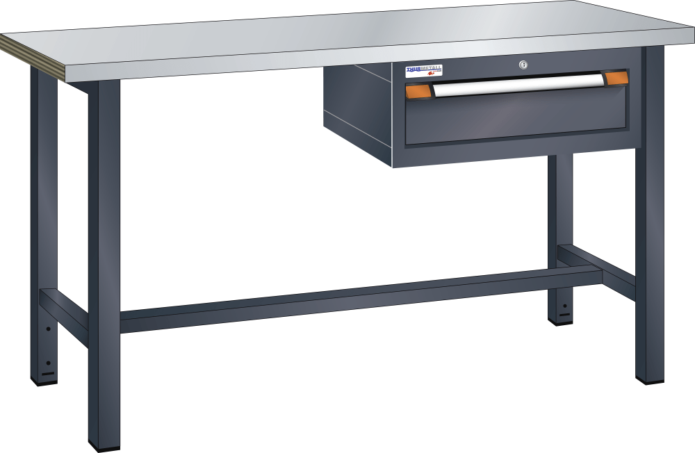 Workbench (WxDxH) 2000x700x842mm steel KEY Lock R7016