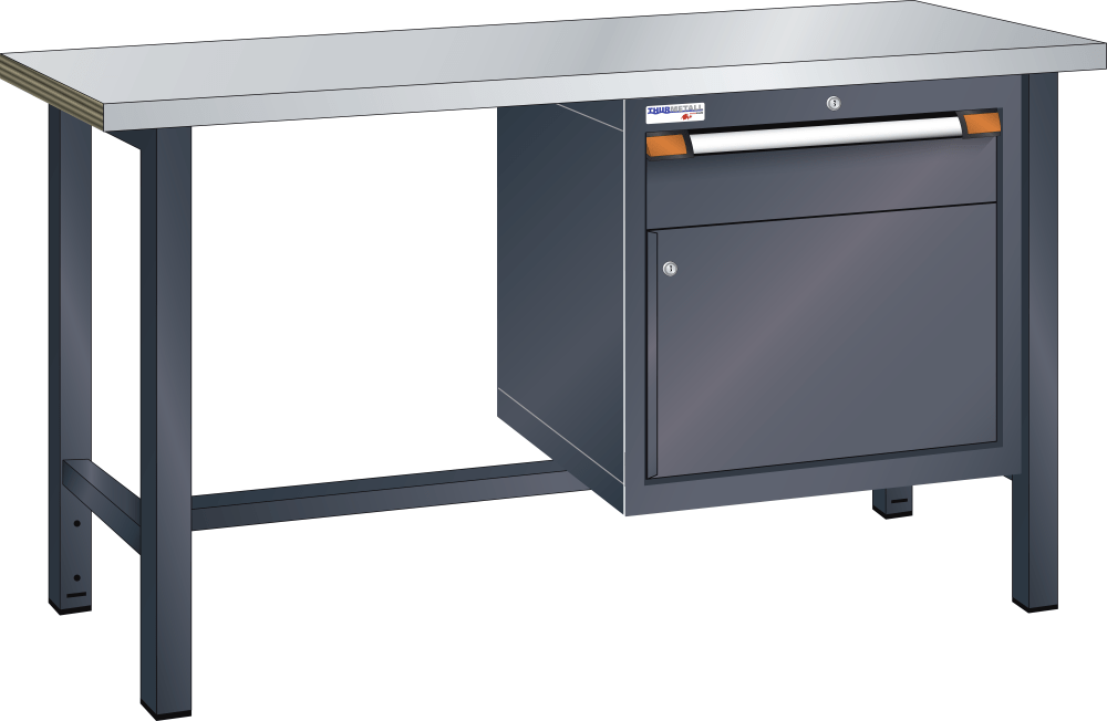 Workbench (WxDxH) 2000x700x842mm steel KEY Lock R7016
