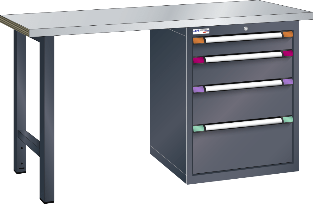 Workbench (WxDxH) 2000x700x842mm steel KEY Lock R7016