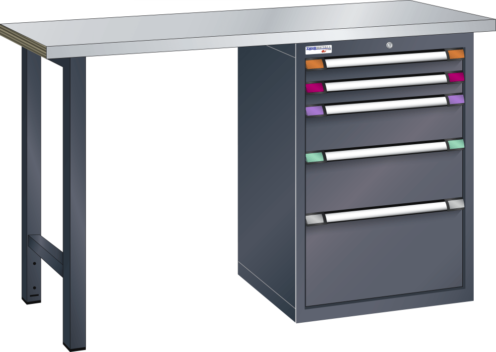 Workbench (WxDxH) 2000x700x942mm steel KEY Lock R7016