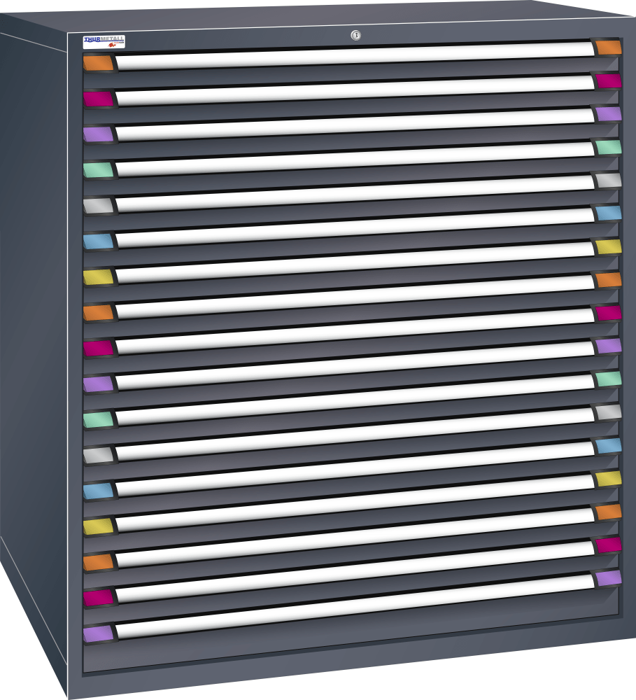 Drawer cabinet (WxDxH) 1205x695x1400mm KEY Lock R7016