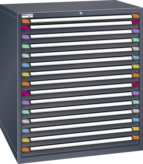 Drawer cabinet (WxDxH) 1005x695x1200mm KEY Lock R7016