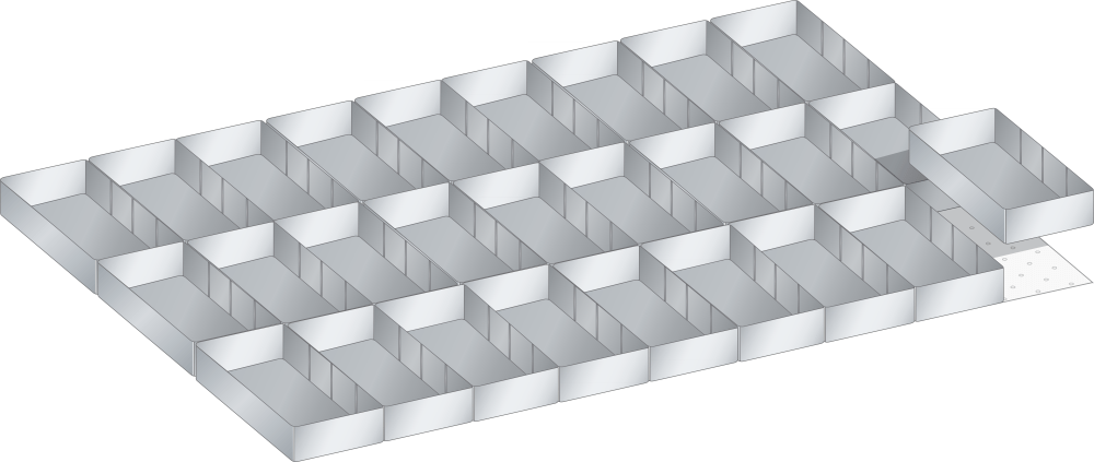 Set Plastic boxes (WxDxFH) 1005x695x100mm