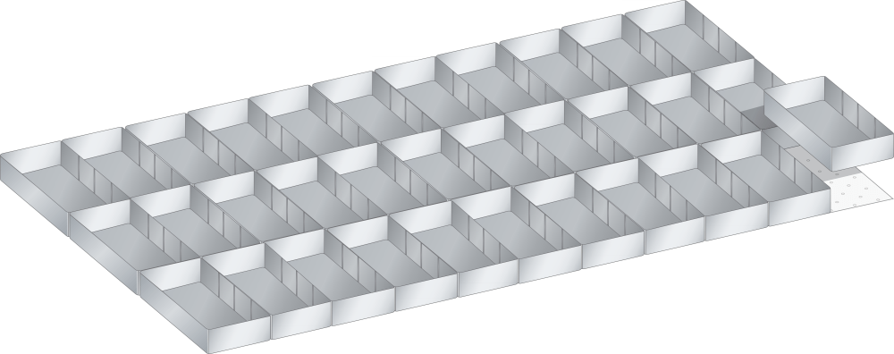 Set Plastic boxes (WxDxFH) 1205x695x100mm