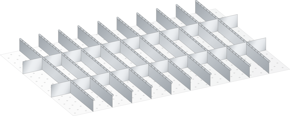 Set Slotted partitions and Metal dividers (WxDxFH) 1205x695x75mm
