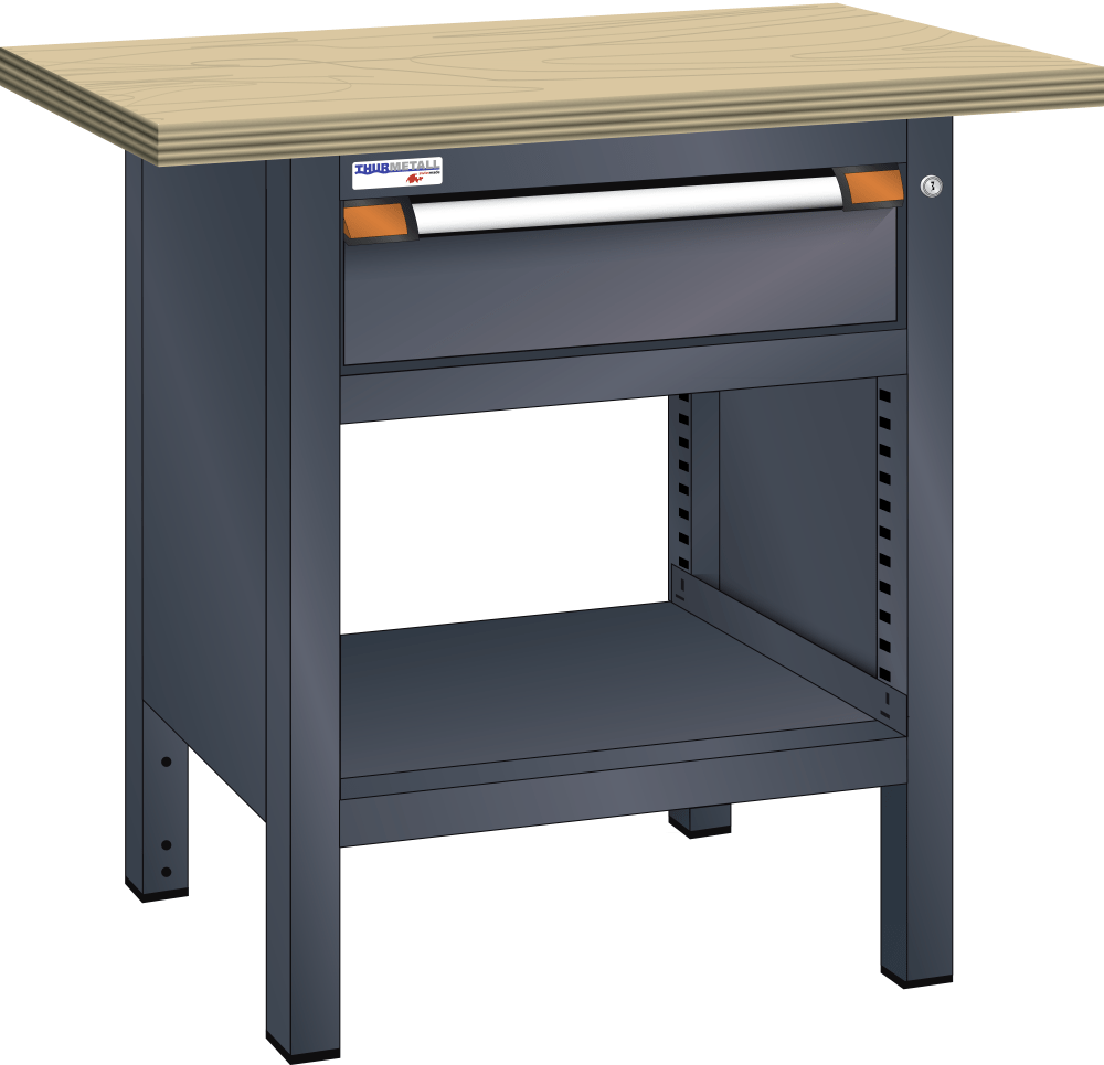 Compact workbench (WxDxH) 1000x700x850mm Beech KEY Lock R7016