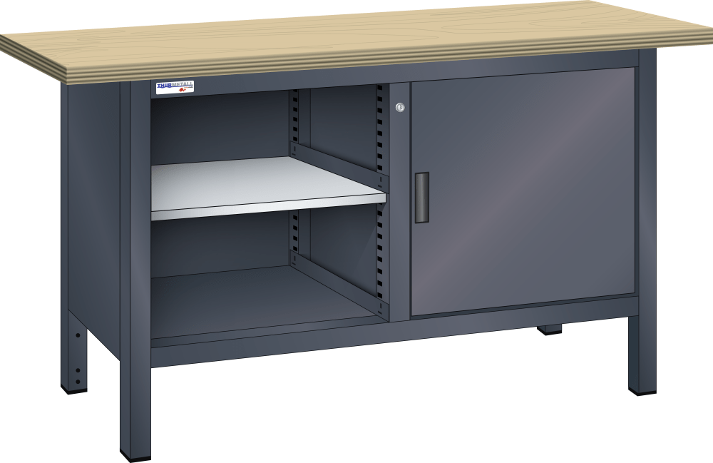 Compact workbench (WxDxH) 1500x700x850mm Beech KEY Lock R7016