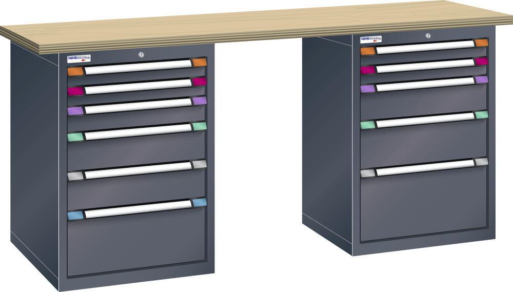 Workbench (WxDxH) 2000x700x950mm beech KEY Lock R7016