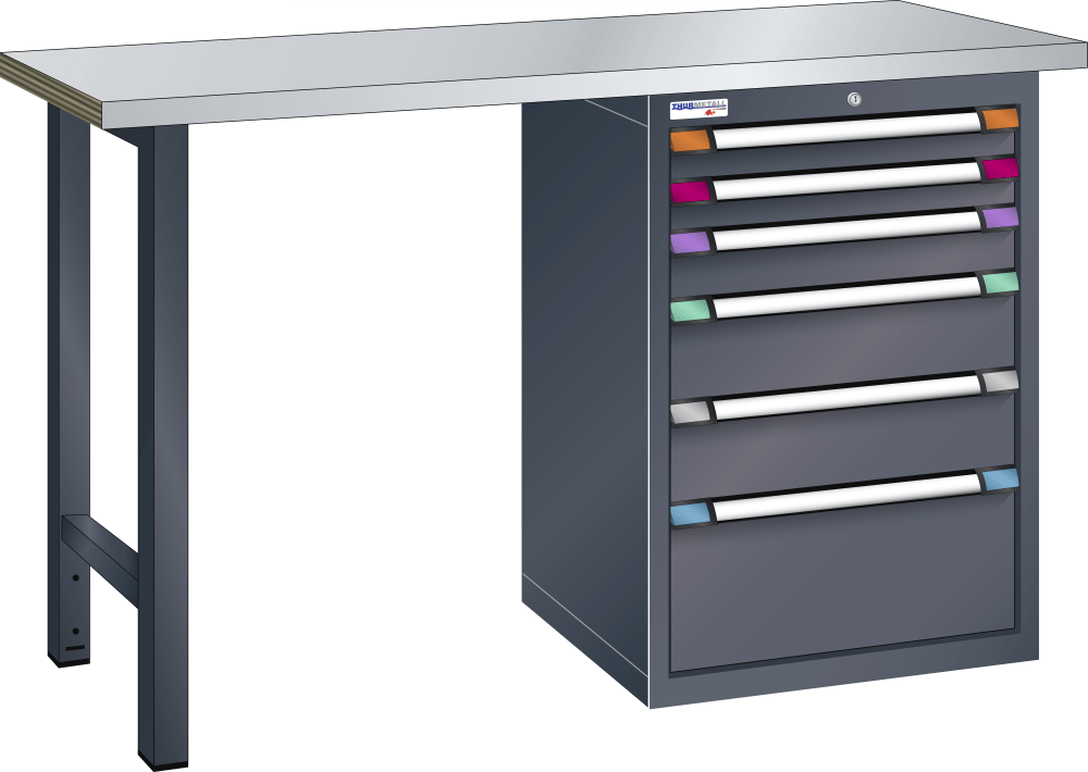 Workbench (WxDxH) 2000x700x942mm steel KEY Lock R7016