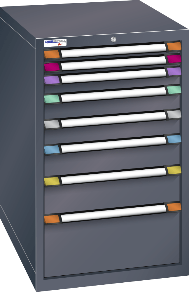 Drawer cabinet (WxDxH) 605x695x1000mm KEY Lock R7016