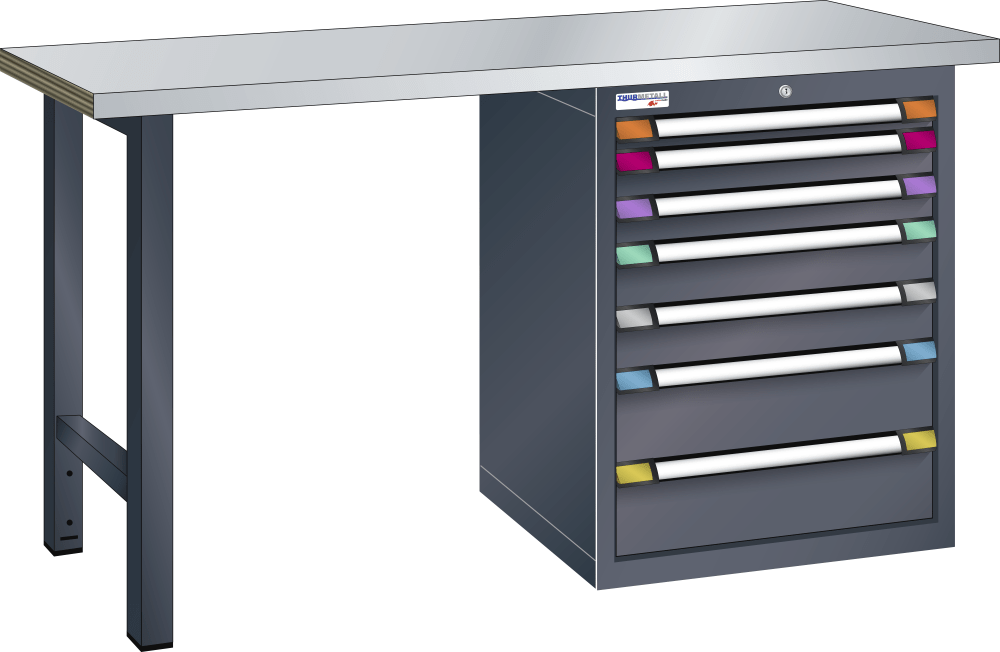 Workbench (WxDxH) 1500x700x842mm steel KEY Lock R7016