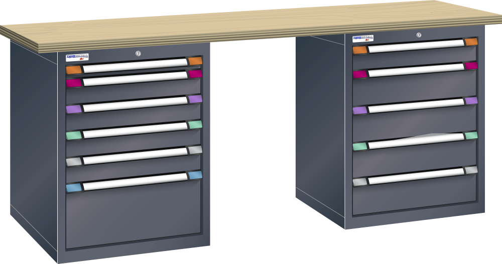 Workbench (WxDxH) 2000x700x850mm beech KEY Lock R7016