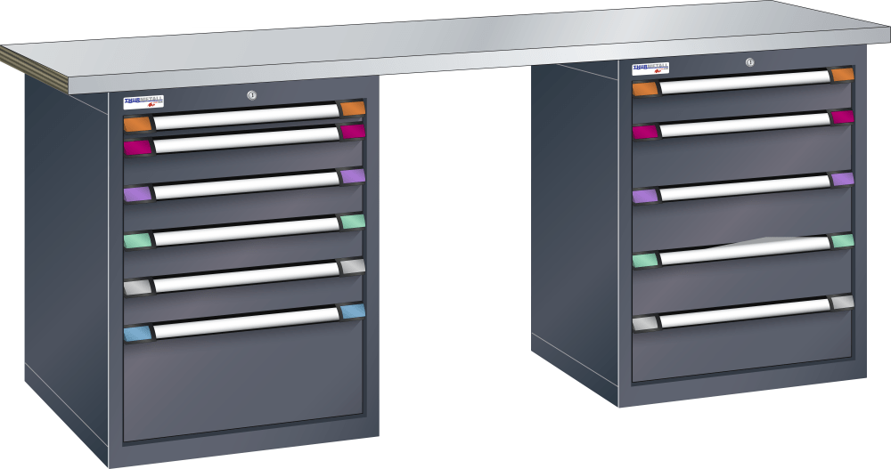 Workbench (WxDxH) 2000x700x842mm steel KEY Lock R7016