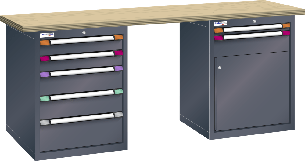 Workbench (WxDxH) 2000x700x850mm beech KEY Lock R7016