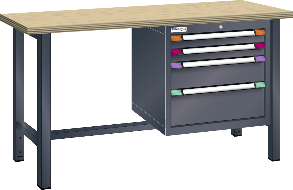 Workbench (WxDxH) 1500x700x840mm Multiplex KEY Lock R7016