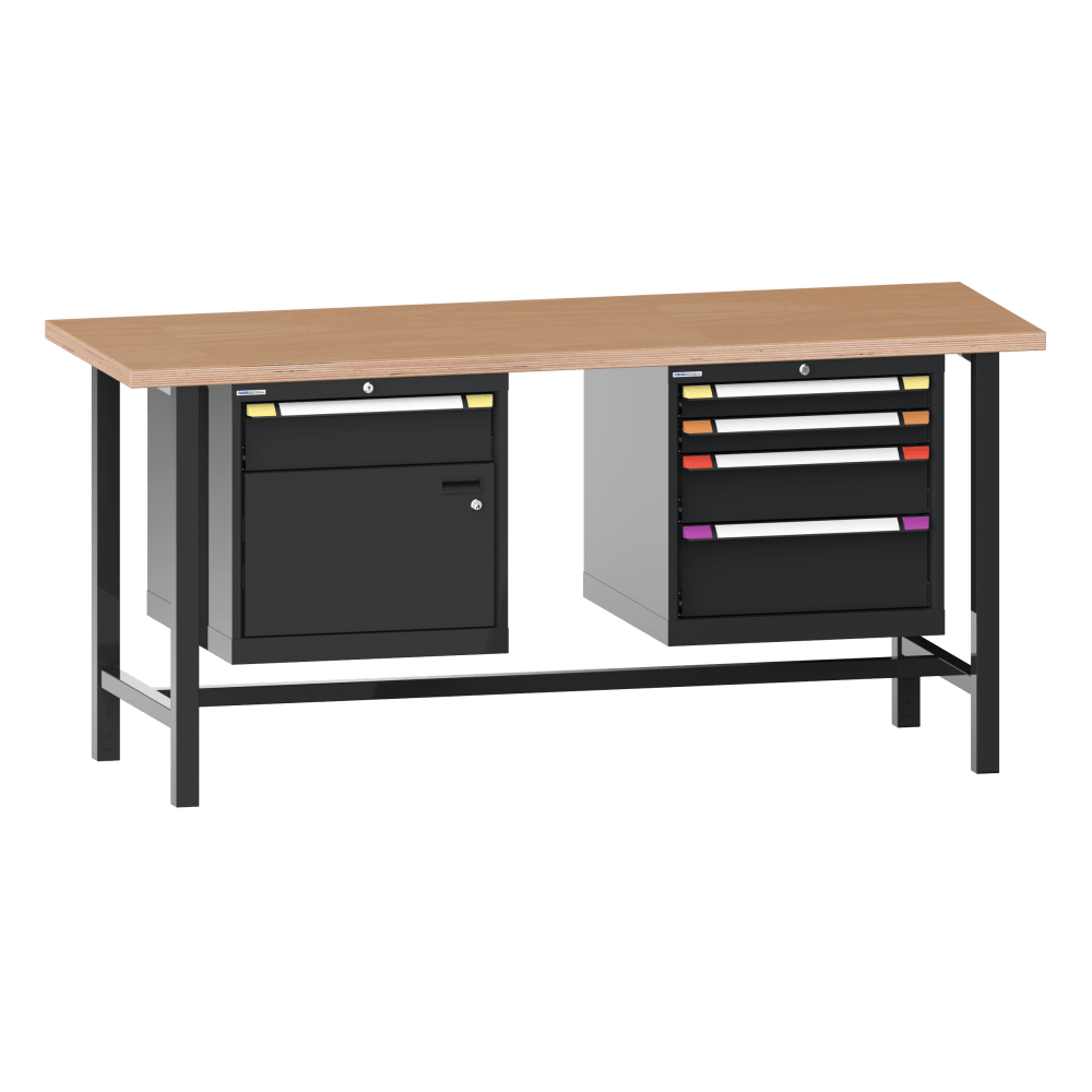 Workbench (WxDxH) 2000x700x850mm beech KEY Lock R7016