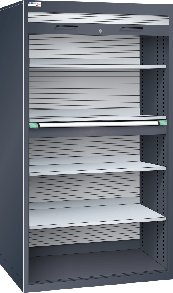 Roller shutter cabinet (WxDxH) 1005x690x1950mm KEY Lock R7016